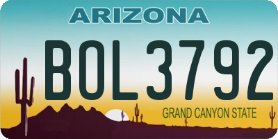 AZ license plate BOL3792