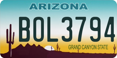AZ license plate BOL3794