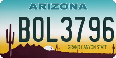 AZ license plate BOL3796