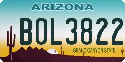 AZ license plate BOL3822