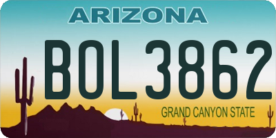 AZ license plate BOL3862