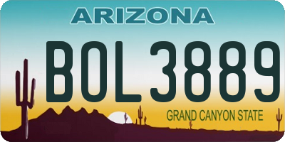 AZ license plate BOL3889