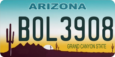 AZ license plate BOL3908