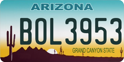 AZ license plate BOL3953