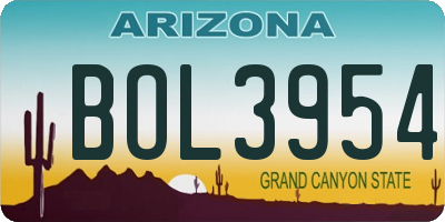 AZ license plate BOL3954