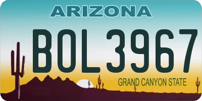 AZ license plate BOL3967