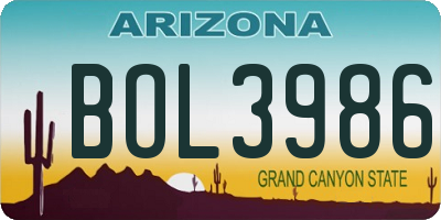 AZ license plate BOL3986