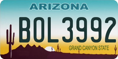 AZ license plate BOL3992