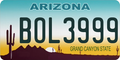 AZ license plate BOL3999
