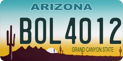 AZ license plate BOL4012