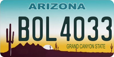 AZ license plate BOL4033