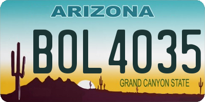 AZ license plate BOL4035