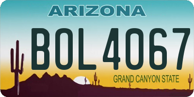 AZ license plate BOL4067