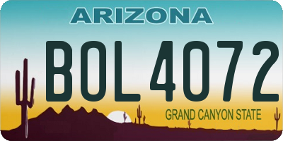 AZ license plate BOL4072