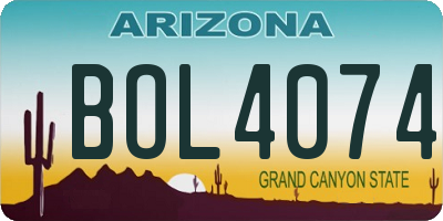 AZ license plate BOL4074