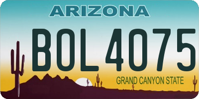 AZ license plate BOL4075