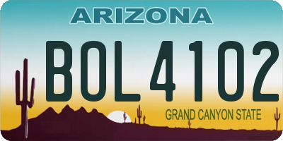 AZ license plate BOL4102