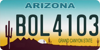 AZ license plate BOL4103