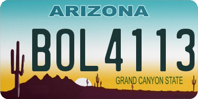 AZ license plate BOL4113