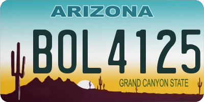 AZ license plate BOL4125