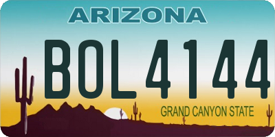AZ license plate BOL4144