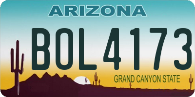 AZ license plate BOL4173