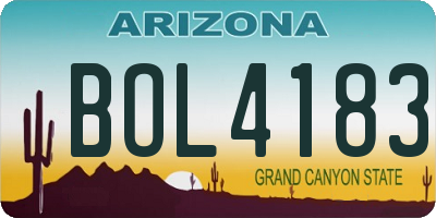AZ license plate BOL4183