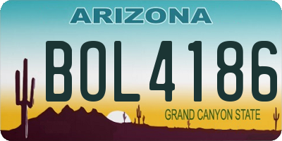 AZ license plate BOL4186