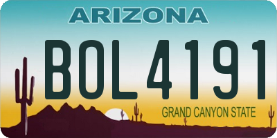 AZ license plate BOL4191