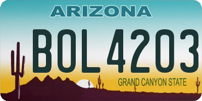 AZ license plate BOL4203