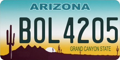 AZ license plate BOL4205