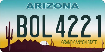 AZ license plate BOL4221