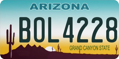 AZ license plate BOL4228
