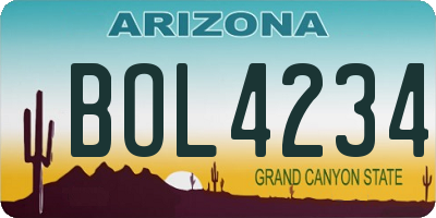 AZ license plate BOL4234