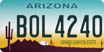 AZ license plate BOL4240