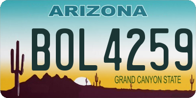AZ license plate BOL4259