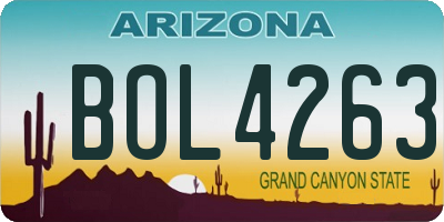 AZ license plate BOL4263