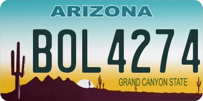 AZ license plate BOL4274