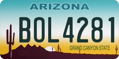 AZ license plate BOL4281