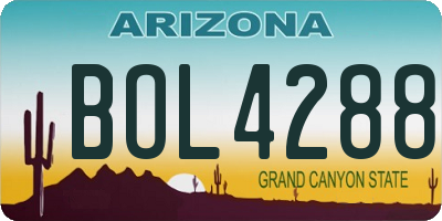 AZ license plate BOL4288