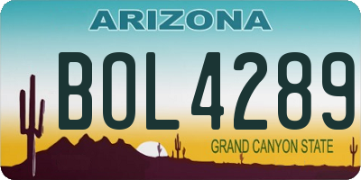 AZ license plate BOL4289