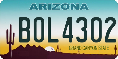 AZ license plate BOL4302