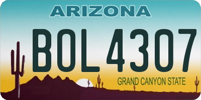 AZ license plate BOL4307
