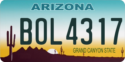 AZ license plate BOL4317