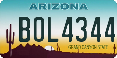 AZ license plate BOL4344