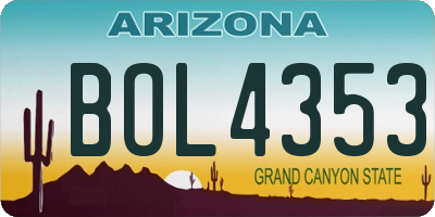 AZ license plate BOL4353