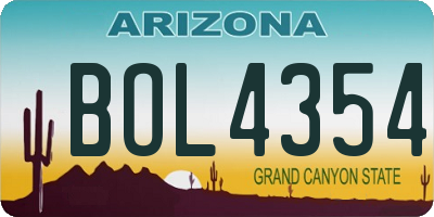 AZ license plate BOL4354
