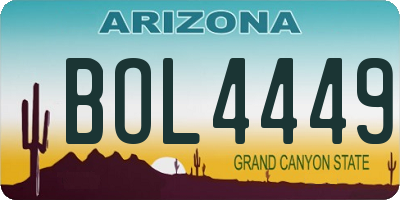 AZ license plate BOL4449
