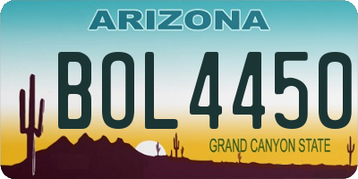 AZ license plate BOL4450
