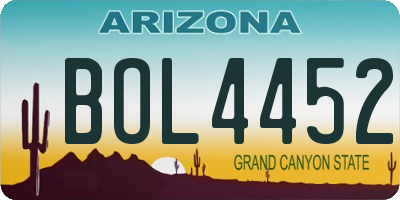 AZ license plate BOL4452